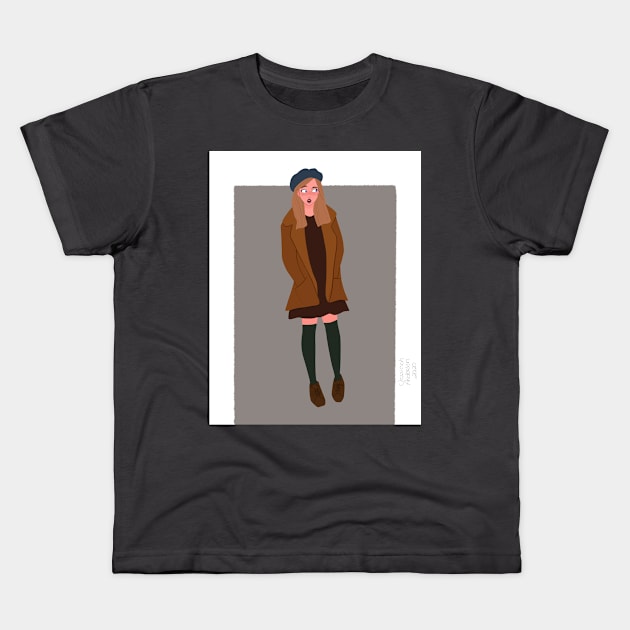 The girl in the coat Kids T-Shirt by JessySketchy